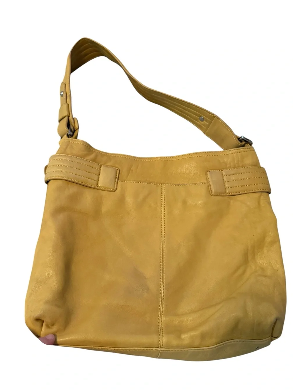 Perlina Yellow Leather Shoulder Bag